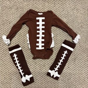 Brown Football Onesie and Leg Warmers Set